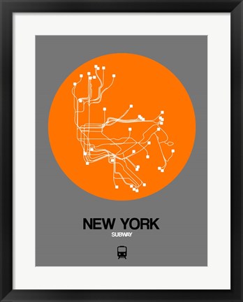 Framed New York Orange Subway Map Print