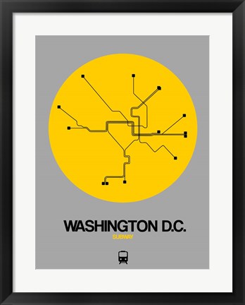 Framed Washington D.C. Yellow Subway Map Print