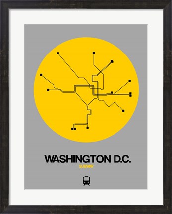 Framed Washington D.C. Yellow Subway Map Print