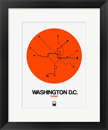 Framed Washington D.C. Orange Subway Map Print