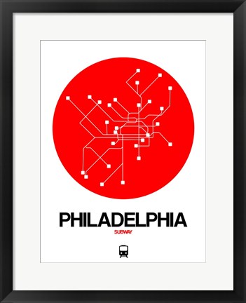 Framed Philadelphia Red Subway Map Print