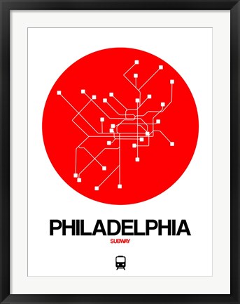 Framed Philadelphia Red Subway Map Print