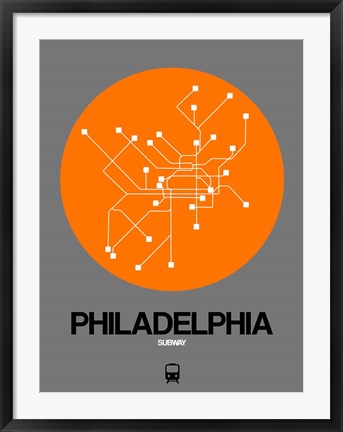 Framed Philadelphia Orange Subway Map Print