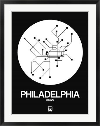 Framed Philadelphia White Subway Map Print