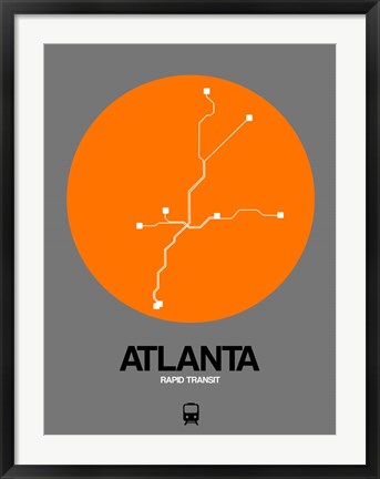 Framed Atlanta Orange Subway Map Print