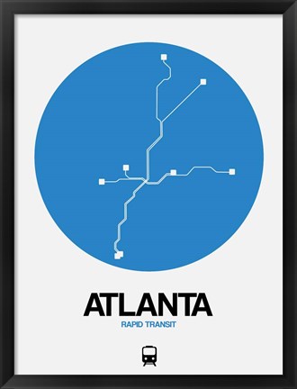 Framed Atlanta Blue Subway Map Print