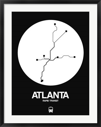 Framed Atlanta White Subway Map Print