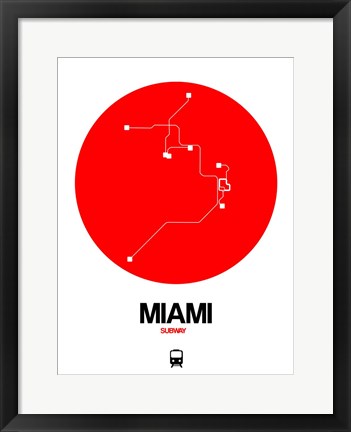 Framed Miami Red Subway Map Print