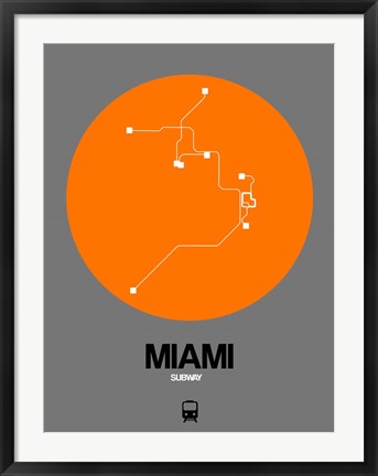 Framed Miami Orange Subway Map Print