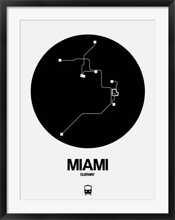 Framed Miami Black Subway Map Print