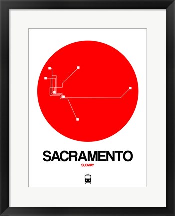 Framed Sacramento Red Subway Map Print