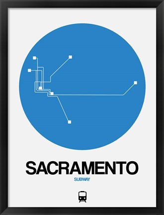 Framed Sacramento Blue Subway Map Print