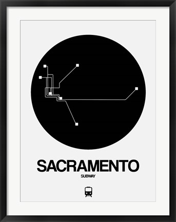 Framed Sacramento Black Subway Map Print