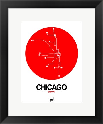 Framed Chicago Red Subway Map Print