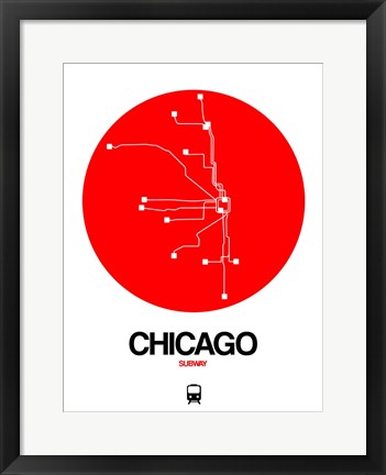 Framed Chicago Red Subway Map Print