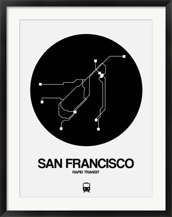 Framed San Francisco Black Subway Map Print