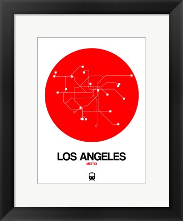 Framed Los Angeles Red Subway Map Print