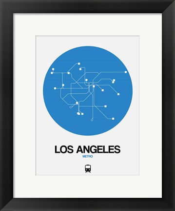 Framed Los Angeles Blue Subway Map Print