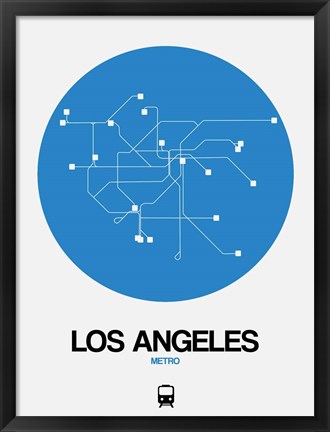 Framed Los Angeles Blue Subway Map Print