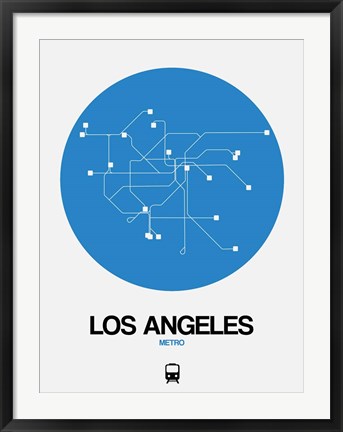 Framed Los Angeles Blue Subway Map Print