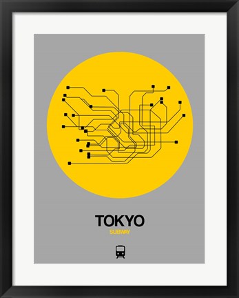 Framed Tokyo Yellow Subway Map Print