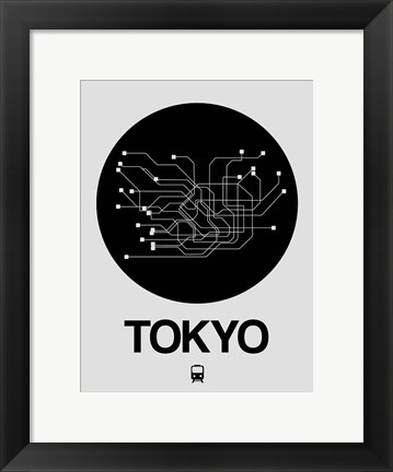 Framed Tokyo Black Subway Map Print