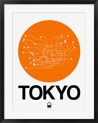 Framed Tokyo Orange Subway Map Print