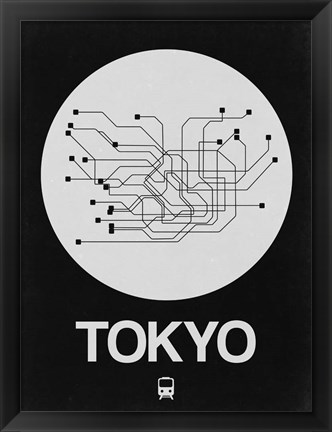 Framed Tokyo White Subway Map Print