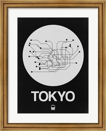 Framed Tokyo White Subway Map Print