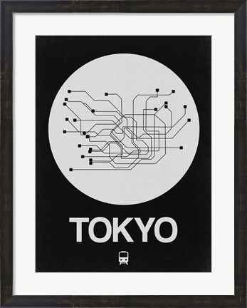 Framed Tokyo White Subway Map Print