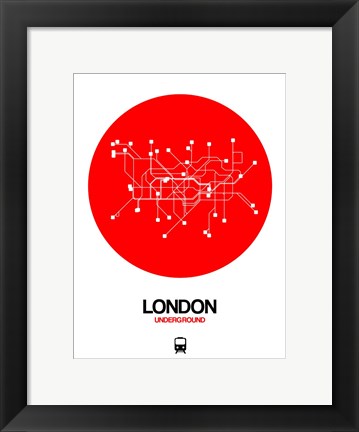 Framed London Red Subway Map Print