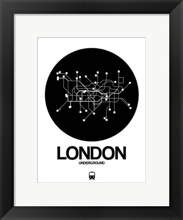 Framed London Black Subway Map Print