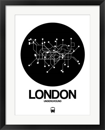 Framed London Black Subway Map Print