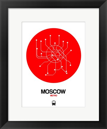 Framed Moscow Red Subway Map Print