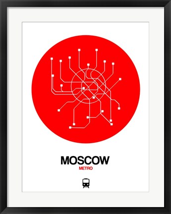 Framed Moscow Red Subway Map Print