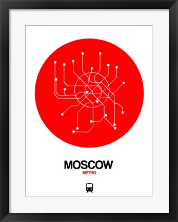 Framed Moscow Red Subway Map Print