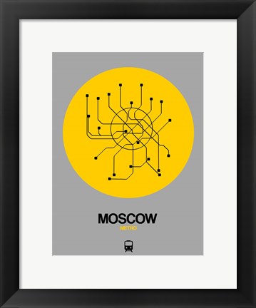 Framed Moscow Yellow Subway Map Print