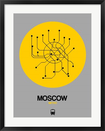 Framed Moscow Yellow Subway Map Print