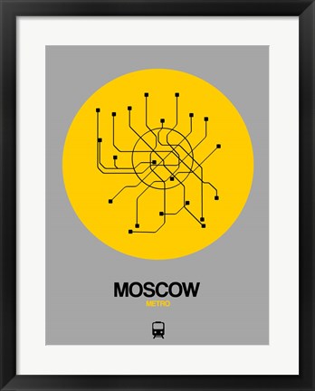 Framed Moscow Yellow Subway Map Print