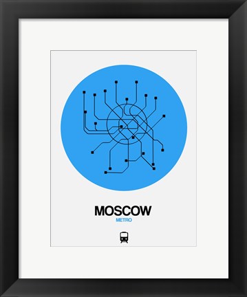 Framed Moscow Blue Subway Map Print