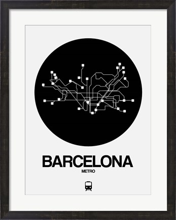 Framed Barcelona Black Subway Map Print