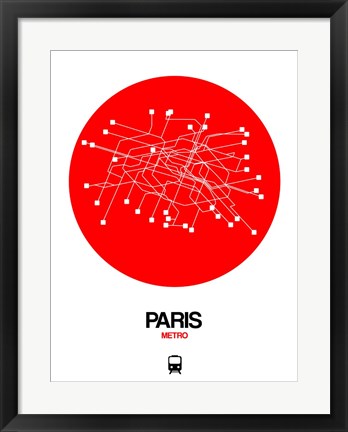 Framed Paris Red Subway Map Print