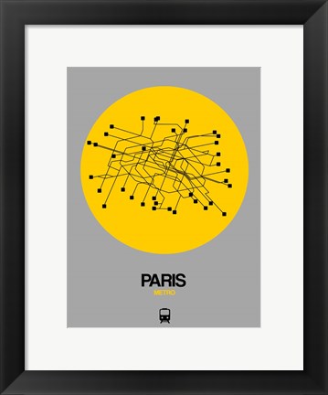 Framed Paris Yellow Subway Map Print