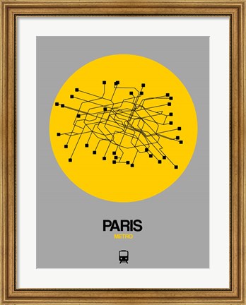 Framed Paris Yellow Subway Map Print