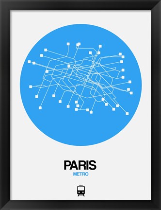 Framed Paris Blue Subway Map Print