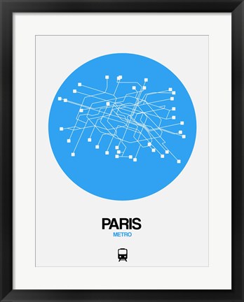 Framed Paris Blue Subway Map Print