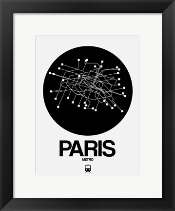 Framed Paris Black Subway Map Print