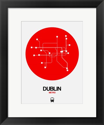 Framed Dublin Red Subway Map Print