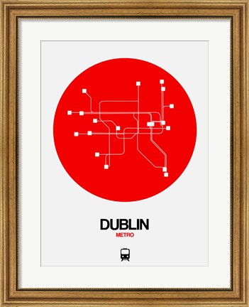 Framed Dublin Red Subway Map Print