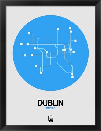 Framed Dublin Blue Subway Map Print